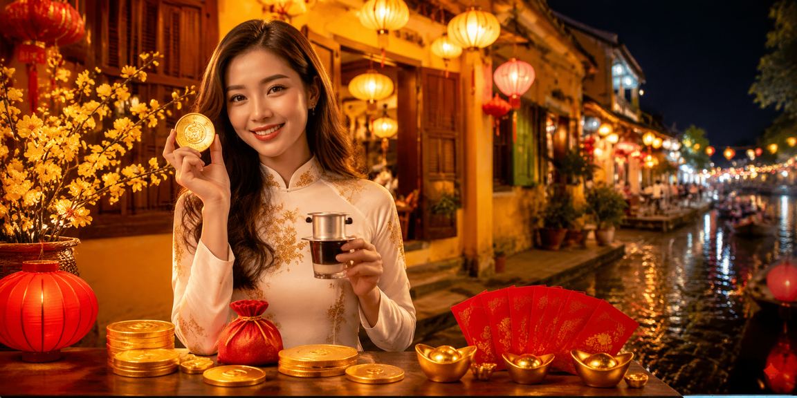 Người chơi đăng ký tài khoản tilekeo tại Hội An với ly cà phê